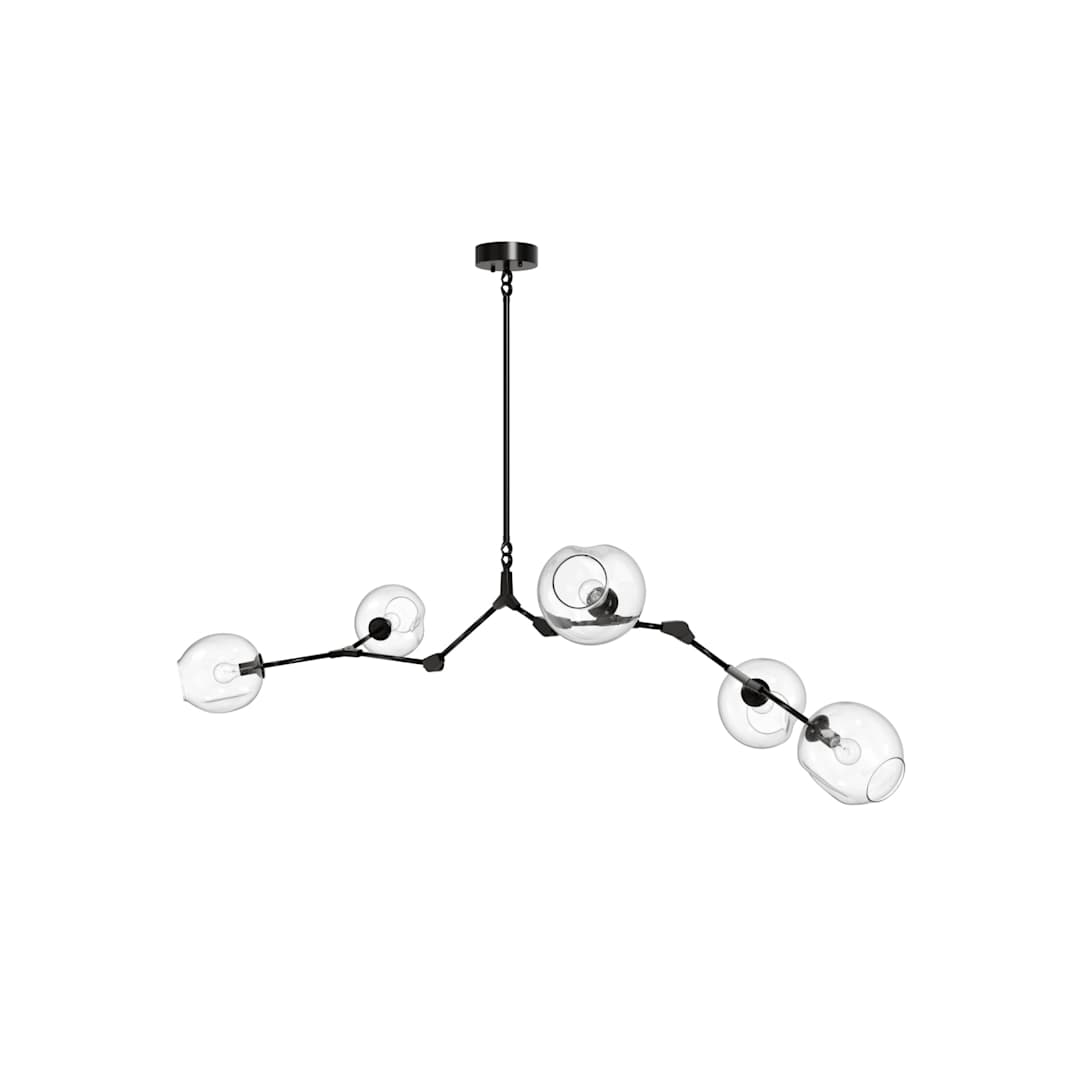 Fairfax Ave. 5 Light 66" Wide Abstract Chandelier with Hand-Blown Glass Shades