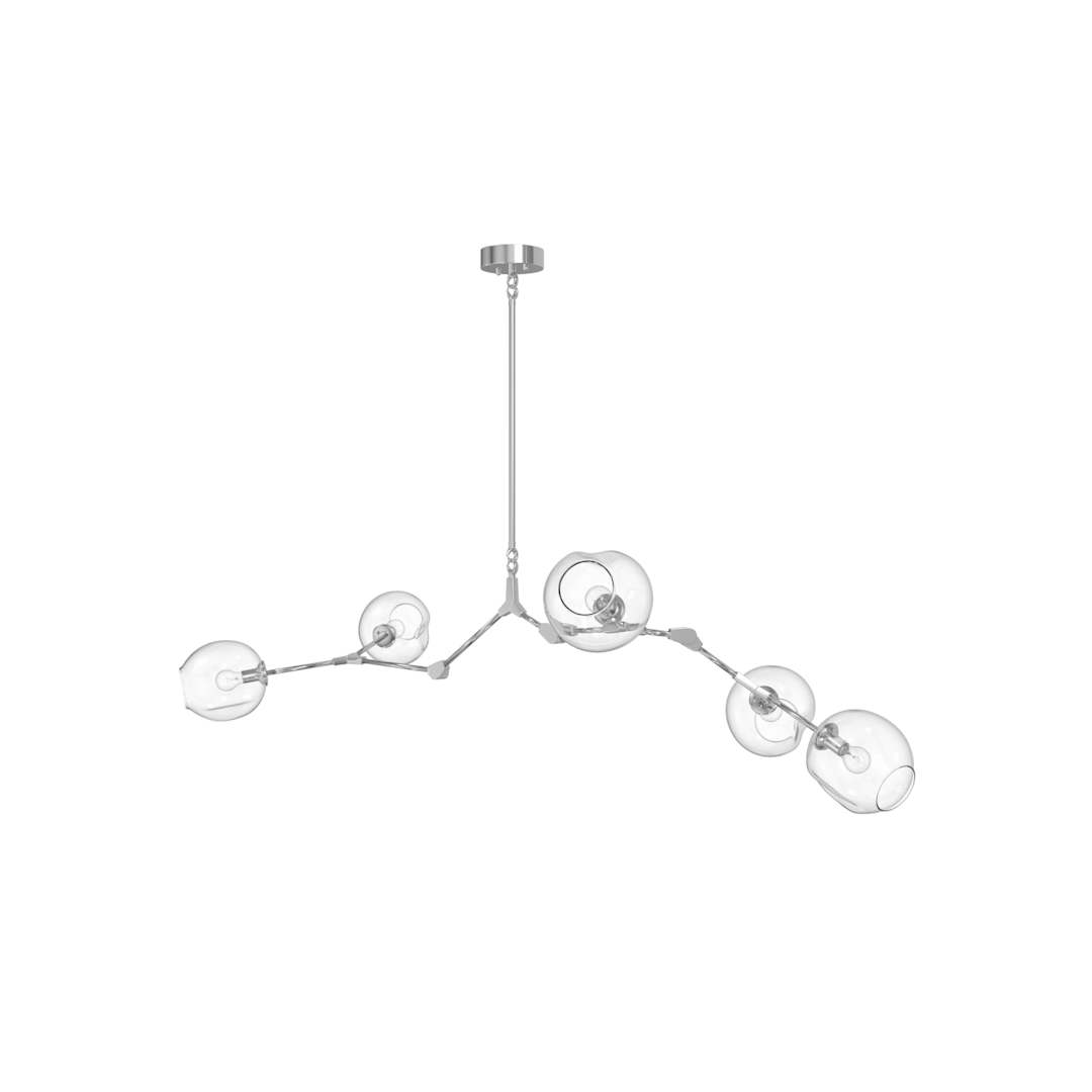 Fairfax Ave. 5 Light 66" Wide Abstract Chandelier with Hand-Blown Glass Shades