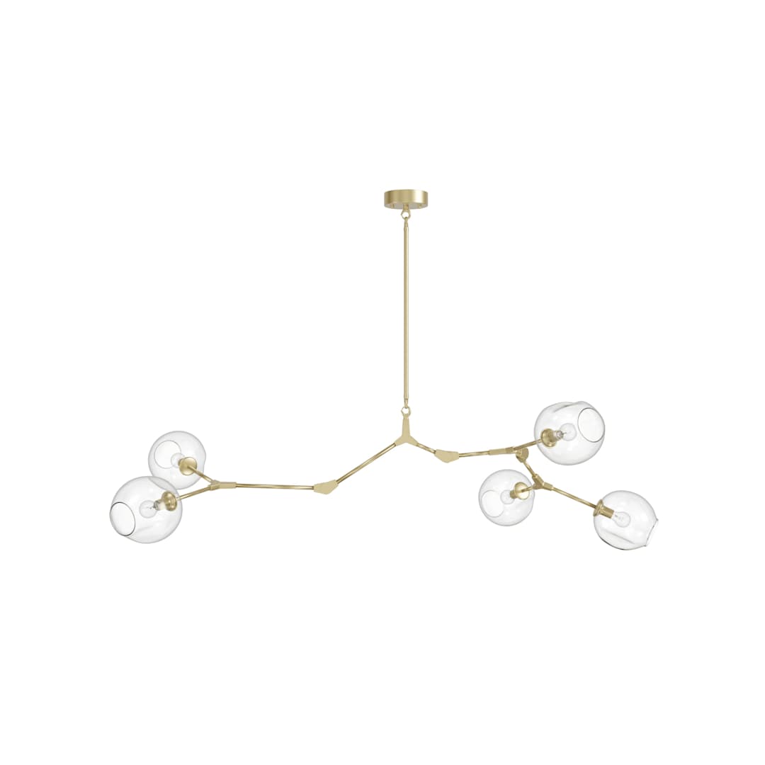 Fairfax Ave. 5 Light 66" Wide Abstract Chandelier with Hand-Blown Glass Shades