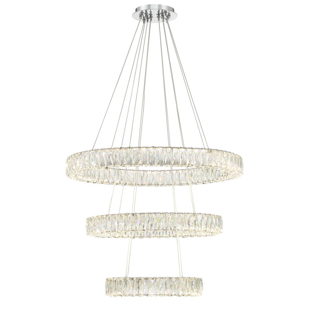 32" Wide LED Crystal Ring Chandelier