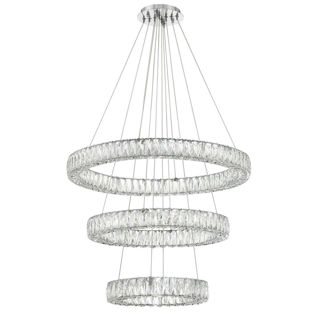 32" Wide LED Crystal Ring Chandelier