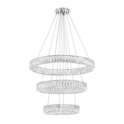 32" Wide LED Crystal Ring Chandelier