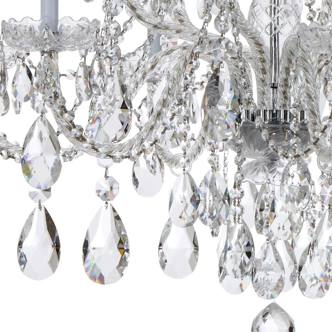 Traditional Crystal 12 Light 38" Wide Crystal Chandelier with Hand Cut Crystal Accents