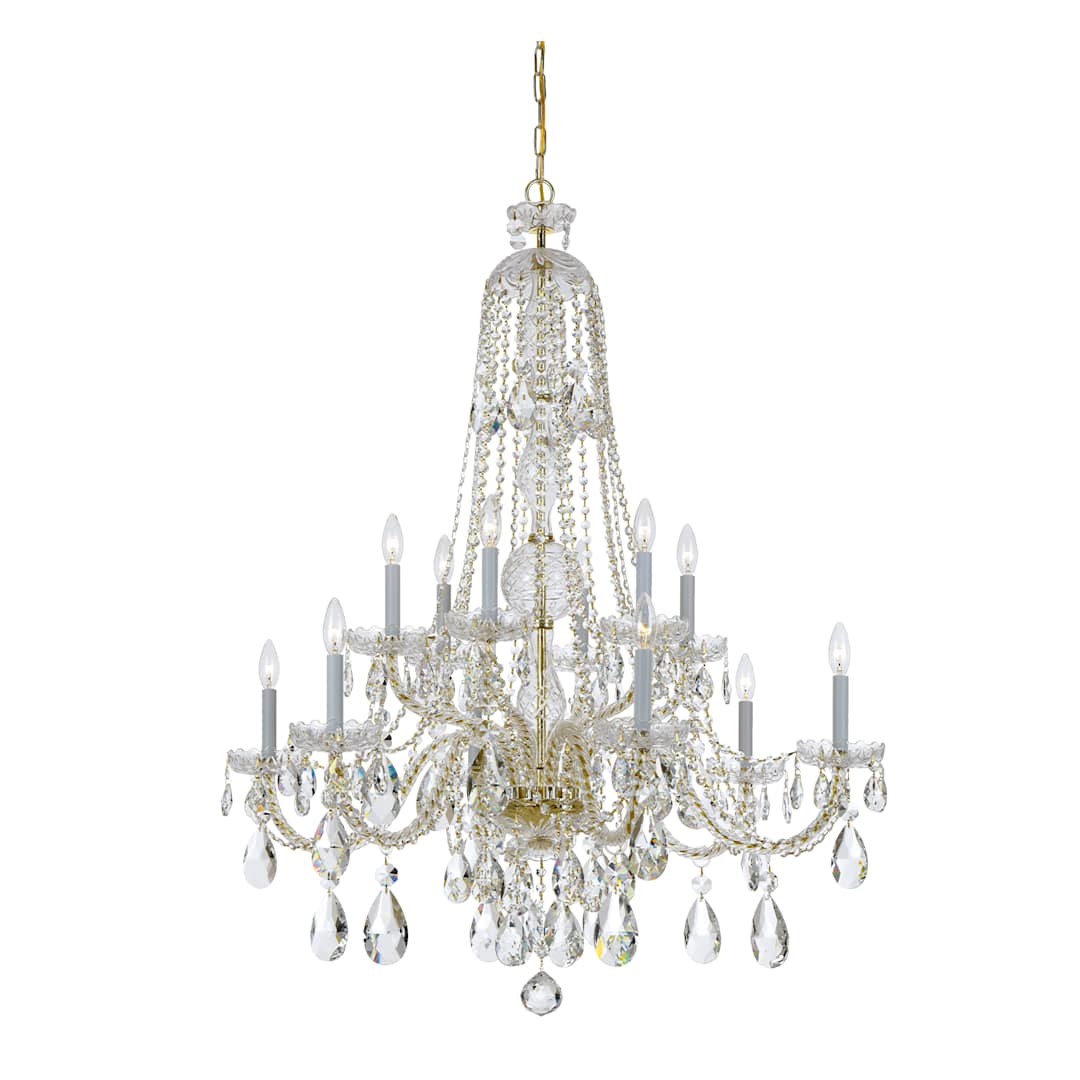 Traditional Crystal 12 Light 38" Wide Crystal Chandelier with Swarovski Spectra Crystal Accents