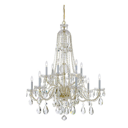 Traditional Crystal 12 Light 38" Wide Crystal Chandelier with Swarovski Spectra Crystal Accents