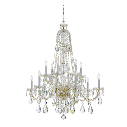 Traditional Crystal 12 Light 38" Wide Crystal Chandelier with Swarovski Spectra Crystal Accents