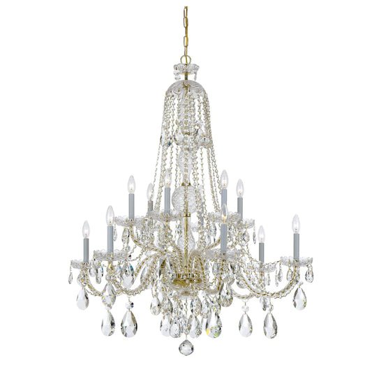 Traditional Crystal 12 Light 42" Wide Crystal Chandelier with Hand Cut Crystal Accents