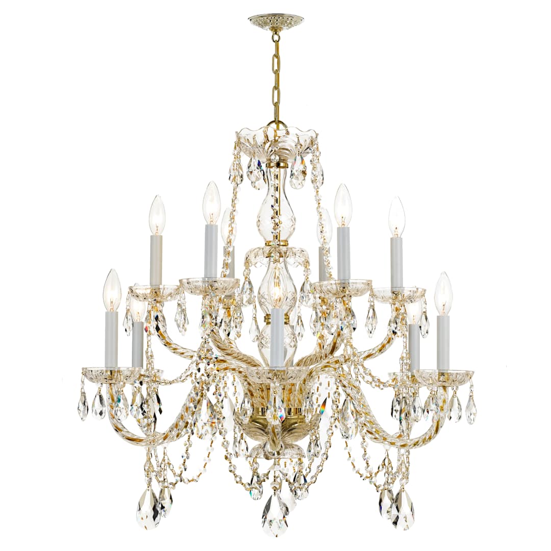 Traditional Crystal 12 Light 31" Wide Crystal Chandelier with Swarovski Spectra Crystal Accents