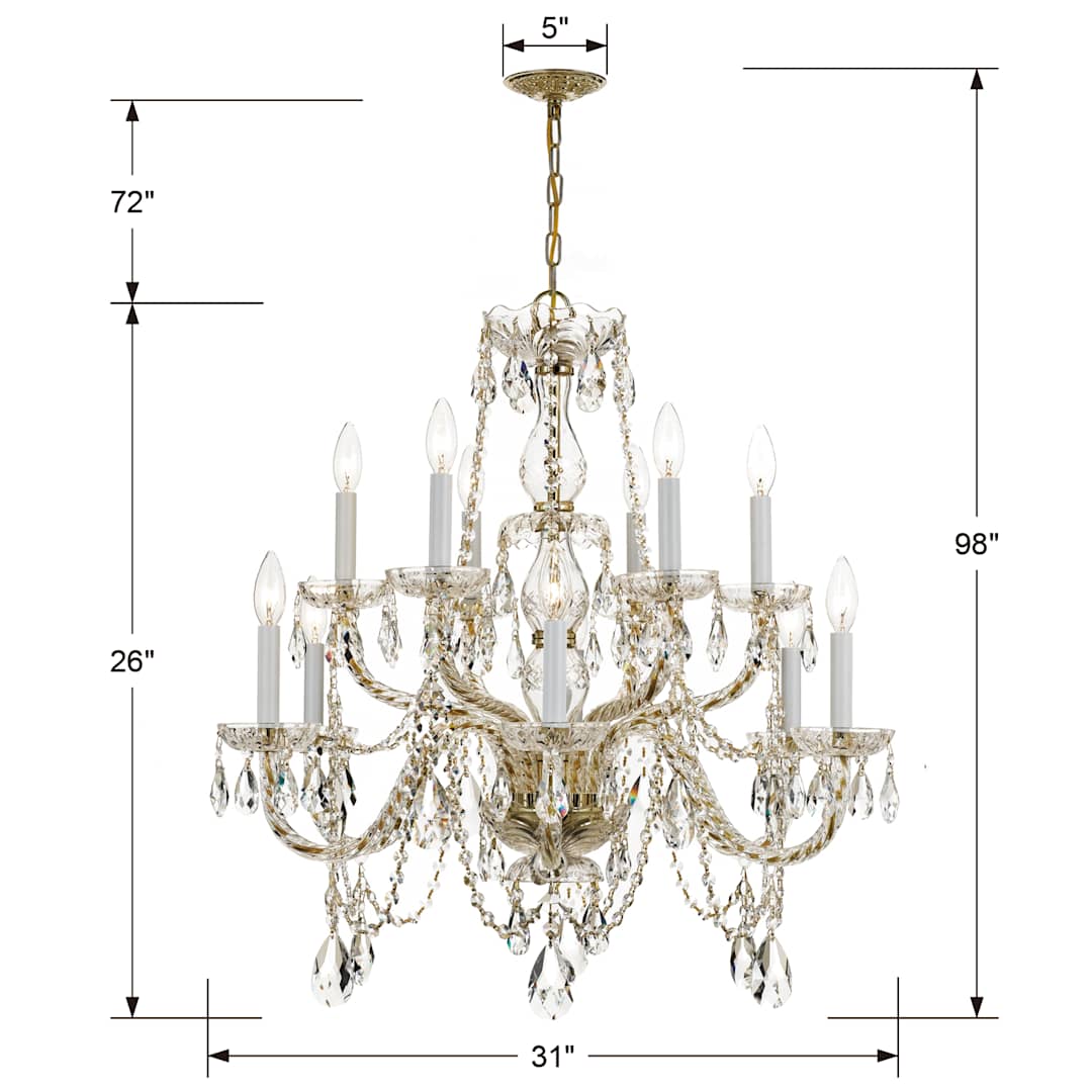 Traditional Crystal 12 Light 31" Wide Crystal Chandelier with Swarovski Spectra Crystal Accents