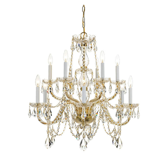 Traditional Crystal 12 Light 31" Wide Crystal Chandelier with Swarovski Spectra Crystal Accents