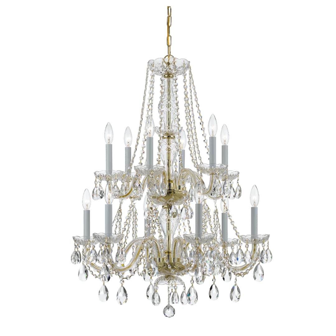 Traditional Crystal 12 Light 26" Wide Crystal Chandelier with Swarovski Strass Crystal Accents