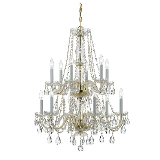 Traditional Crystal 12 Light 26" Wide Crystal Chandelier with Swarovski Strass Crystal Accents