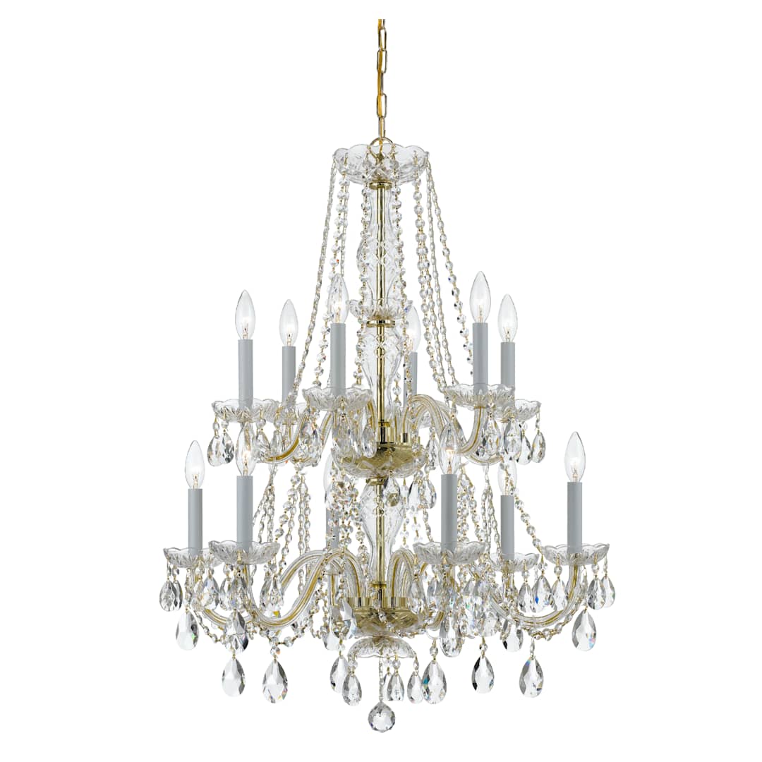 Traditional Crystal 12 Light 26" Wide Crystal Chandelier with Swarovski Spectra Crystal Accents
