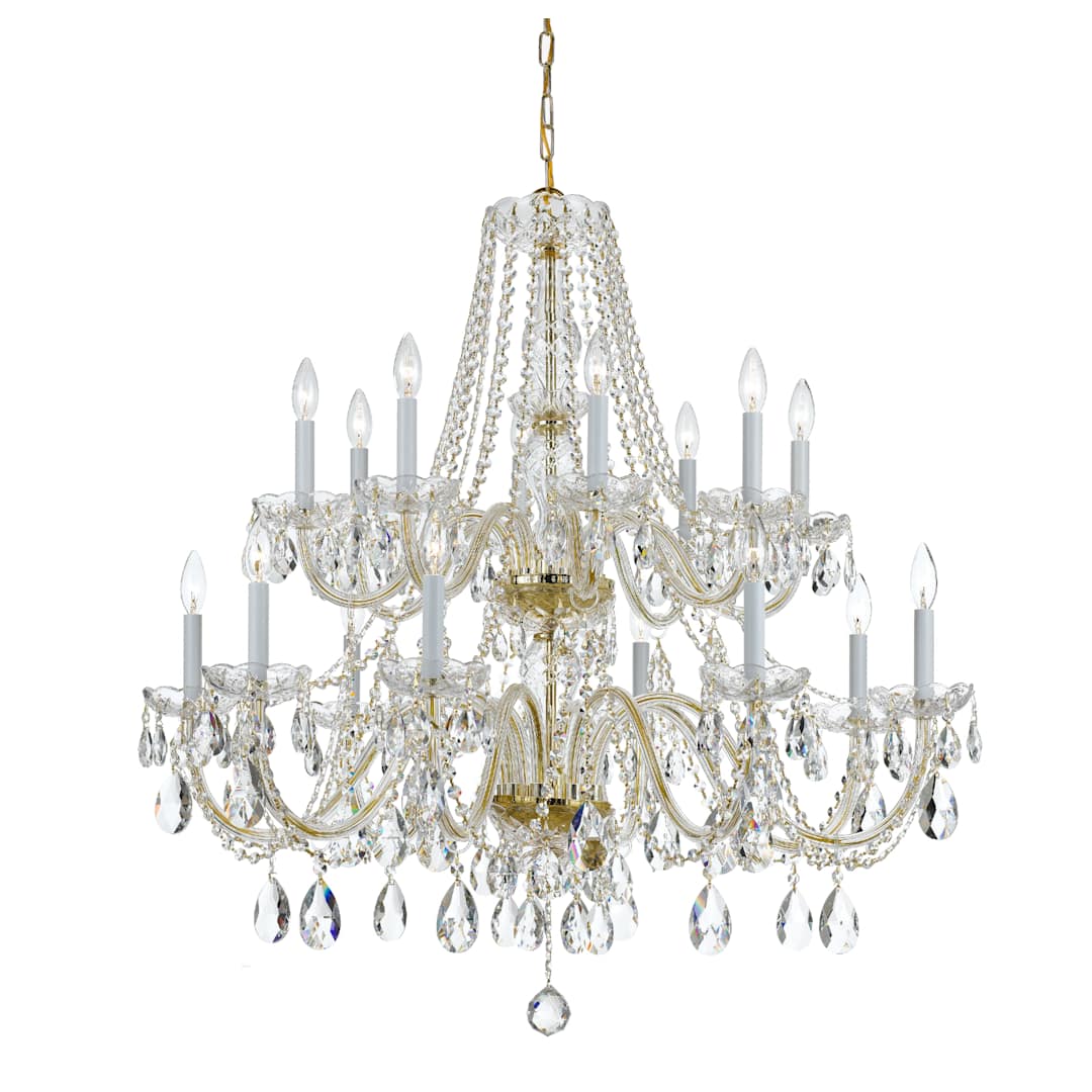 Traditional Crystal 16 Light 37" Wide Crystal Chandelier with Swarovski Strass Crystal Accents