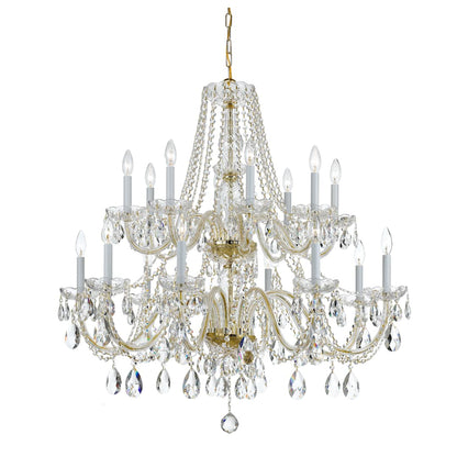 Traditional Crystal 16 Light 37" Wide Crystal Chandelier with Swarovski Strass Crystal Accents