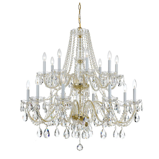 Traditional Crystal 16 Light 37" Wide Crystal Chandelier with Swarovski Strass Crystal Accents