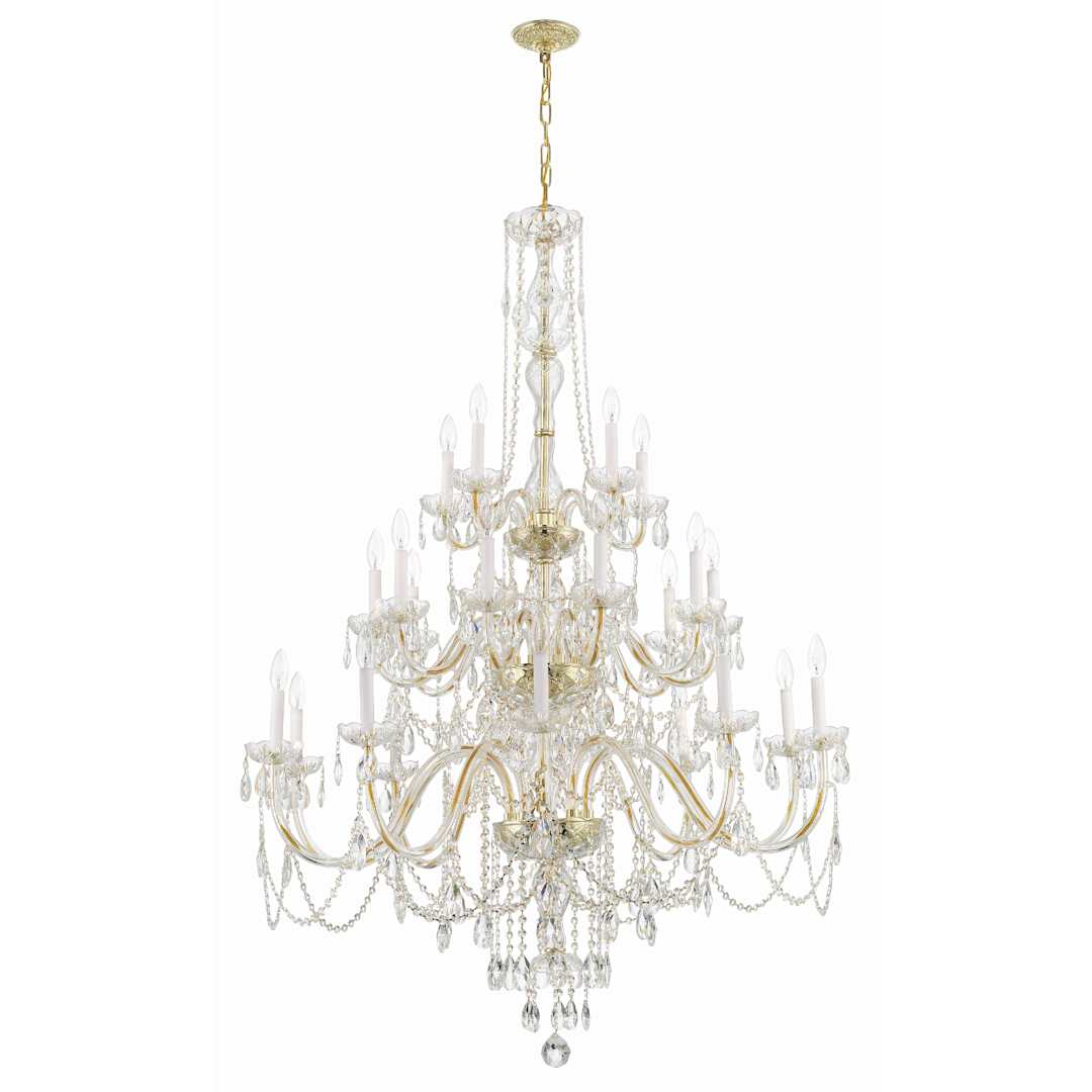 Traditional Crystal 25 Light 45" Wide Crystal Candle Style Chandelier
