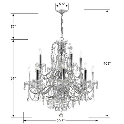 Imperial 12 Light 30" Wide Crystal Chandelier with Swarovski Spectra Crystal Accents