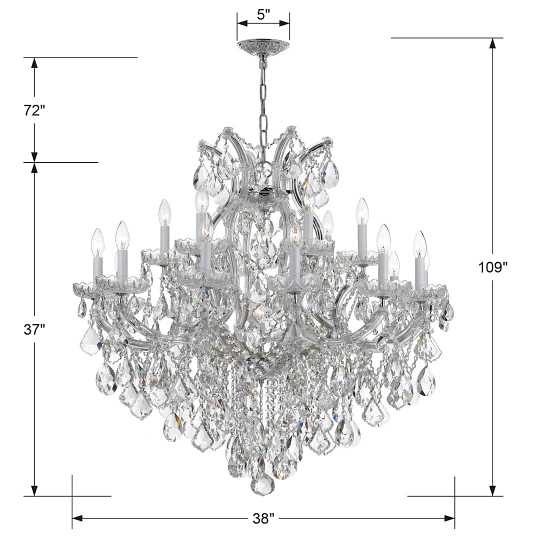 Maria Theresa 19 Light 38" Wide Crystal Candle Style Chandelier with Hand Cut Crystal Accents