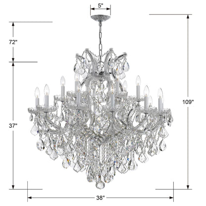 Maria Theresa 19 Light 38" Wide Crystal Candle Style Chandelier with Hand Cut Crystal Accents