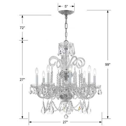 Traditional Crystal 8 Light 27" Wide Crystal Chandelier with Swarovski Strass Crystal Accents