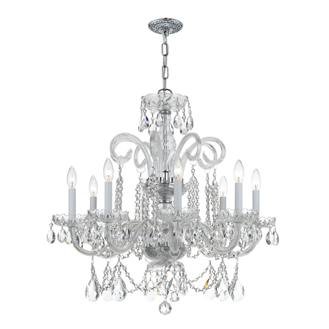 Traditional Crystal 8 Light 27" Wide Crystal Chandelier with Swarovski Spectra Crystal Accents