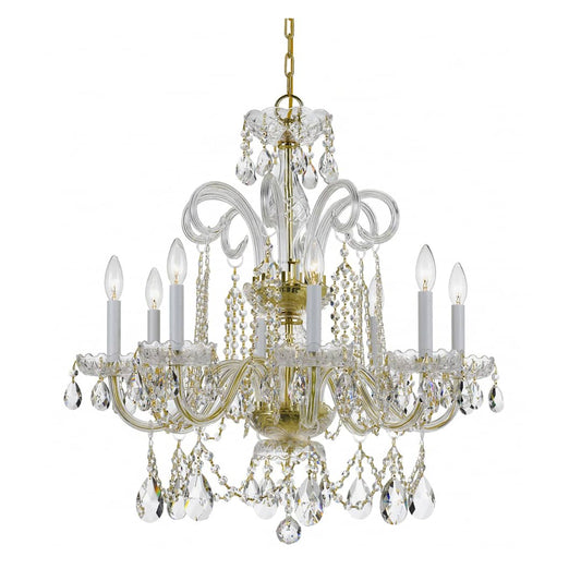Traditional Crystal 8 Light 27" Wide Crystal Chandelier with Swarovski Strass Crystal Accents