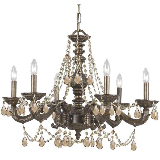 Paris Market 6 Light 28" Wide Crystal Chandelier with Golden Teak Swarovski Crystal Accents