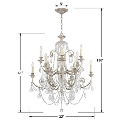 Regis 12 Light 32" Wide Crystal Chandelier with Swarovski Strass Crystal Accents