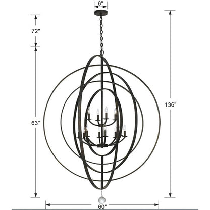 Luna 12 Light 60" Wide Taper Candle Chandelier