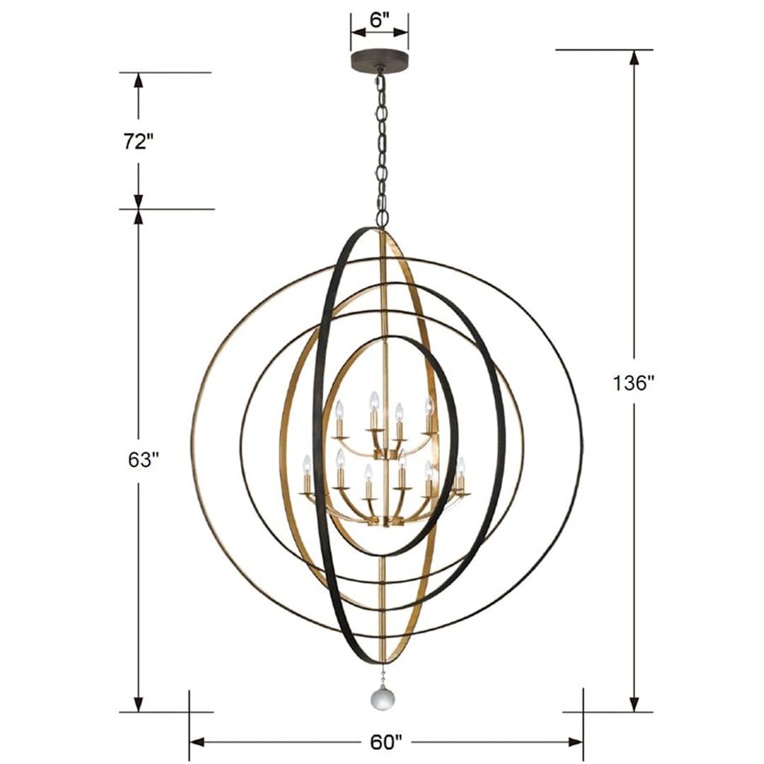 Luna 12 Light 60" Wide Taper Candle Chandelier