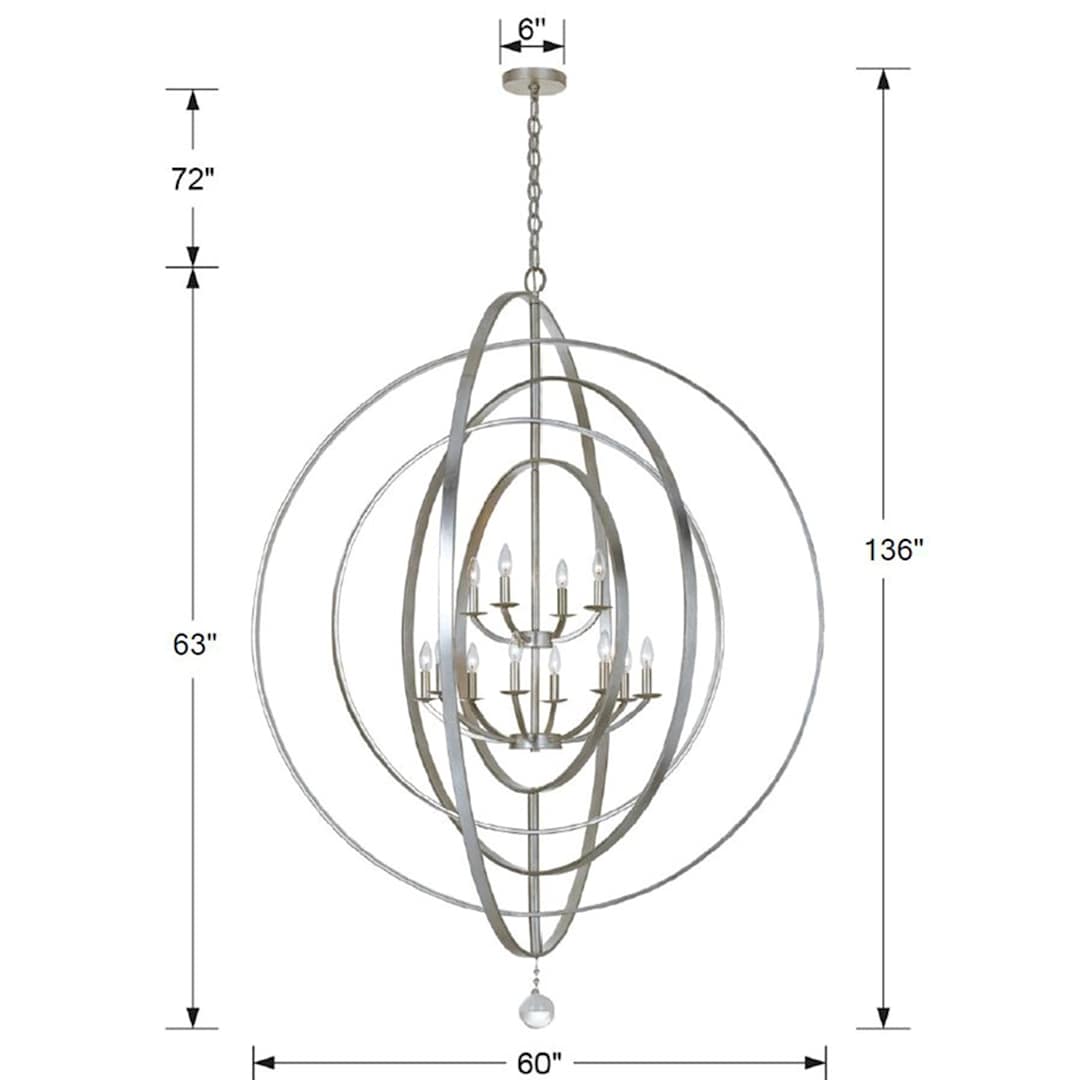 Luna 12 Light 60" Wide Taper Candle Chandelier