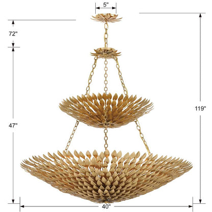 Broche 18 Light 40" Wide Wrought Iron Chandelier