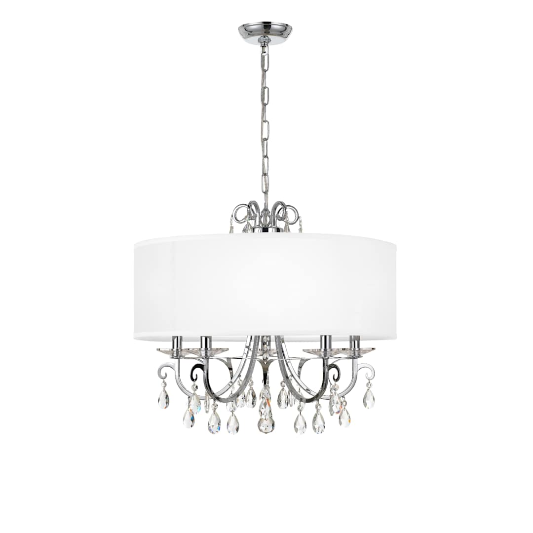 Othello 5 Light 24" Wide Crystal Drum Chandelier with Silk Shade and Swarovski Strass Crystal Accents