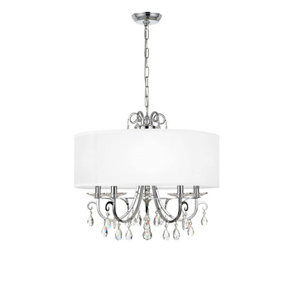 Othello 5 Light 24" Wide Crystal Drum Chandelier with Silk Shade and Swarovski Strass Crystal Accents