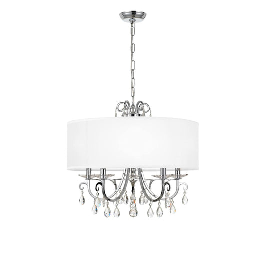 Othello 5 Light 24" Wide Crystal Drum Chandelier with Silk Shade and Swarovski Strass Crystal Accents