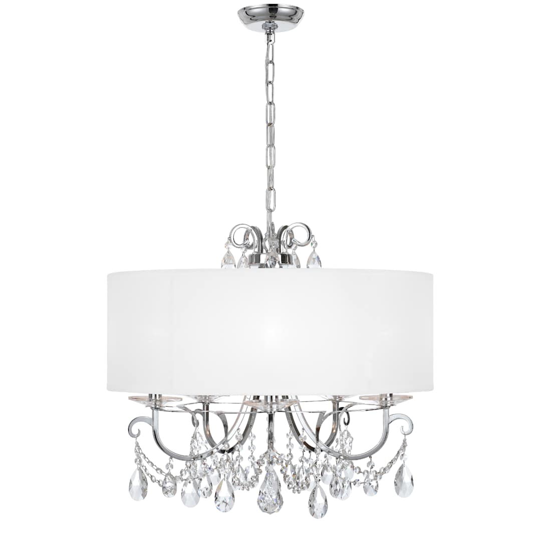 Othello 5 Light 24" Wide Crystal Drum Chandelier with Silk Shade and Swarovski Strass Crystal Accents