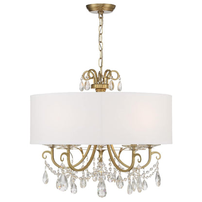 Othello 5 Light 24" Wide Crystal Drum Chandelier with Silk Shade and Swarovski Strass Crystal Accents