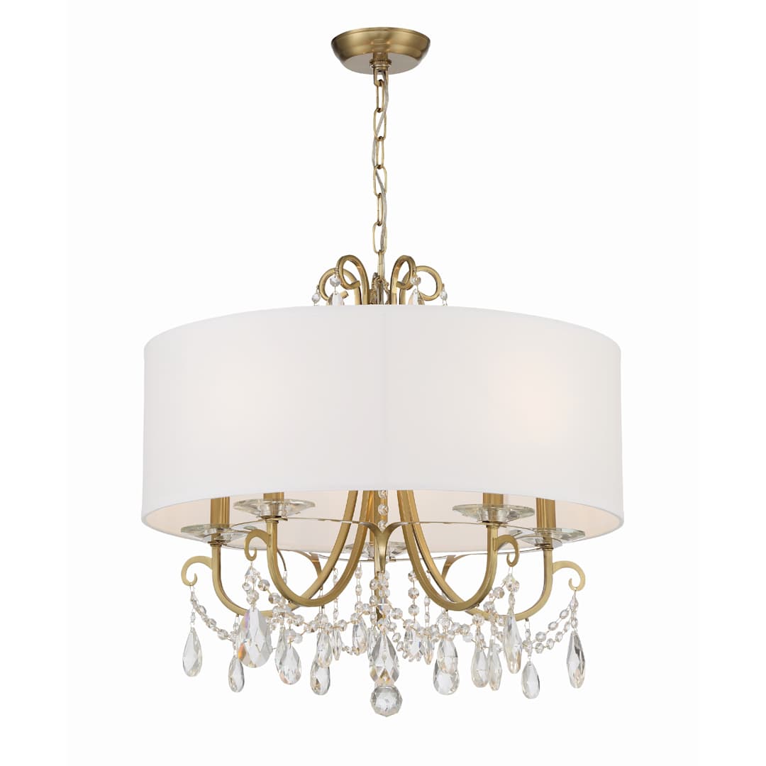 Othello 5 Light 24" Wide Crystal Drum Chandelier with Silk Shade and Swarovski Strass Crystal Accents
