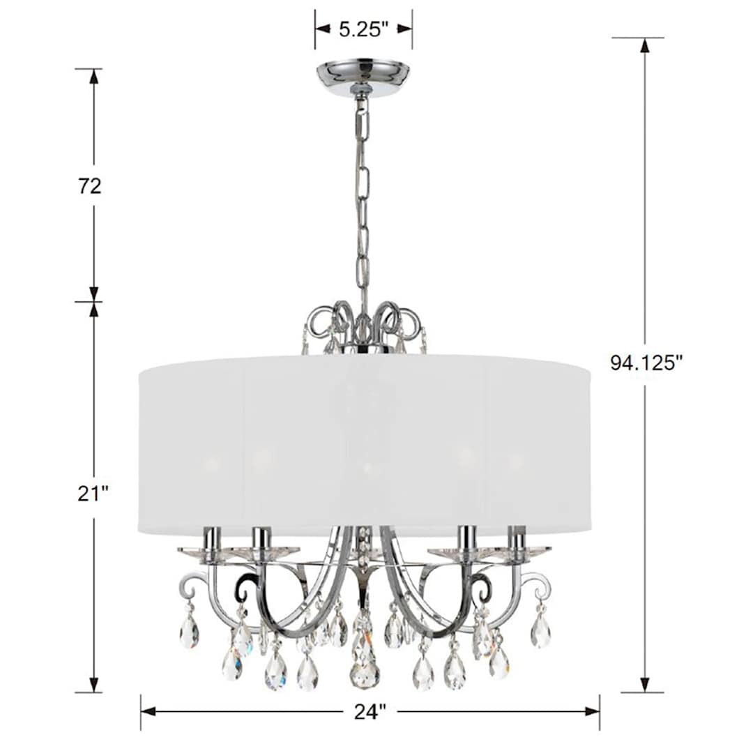 Othello 5 Light 24" Wide Crystal Drum Chandelier with Silk Shade and Swarovski Strass Crystal Accents
