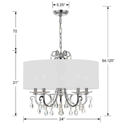 Othello 5 Light 24" Wide Crystal Drum Chandelier with Silk Shade and Swarovski Strass Crystal Accents