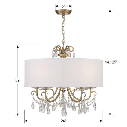 Othello 5 Light 24" Wide Crystal Drum Chandelier with Silk Shade and Swarovski Strass Crystal Accents