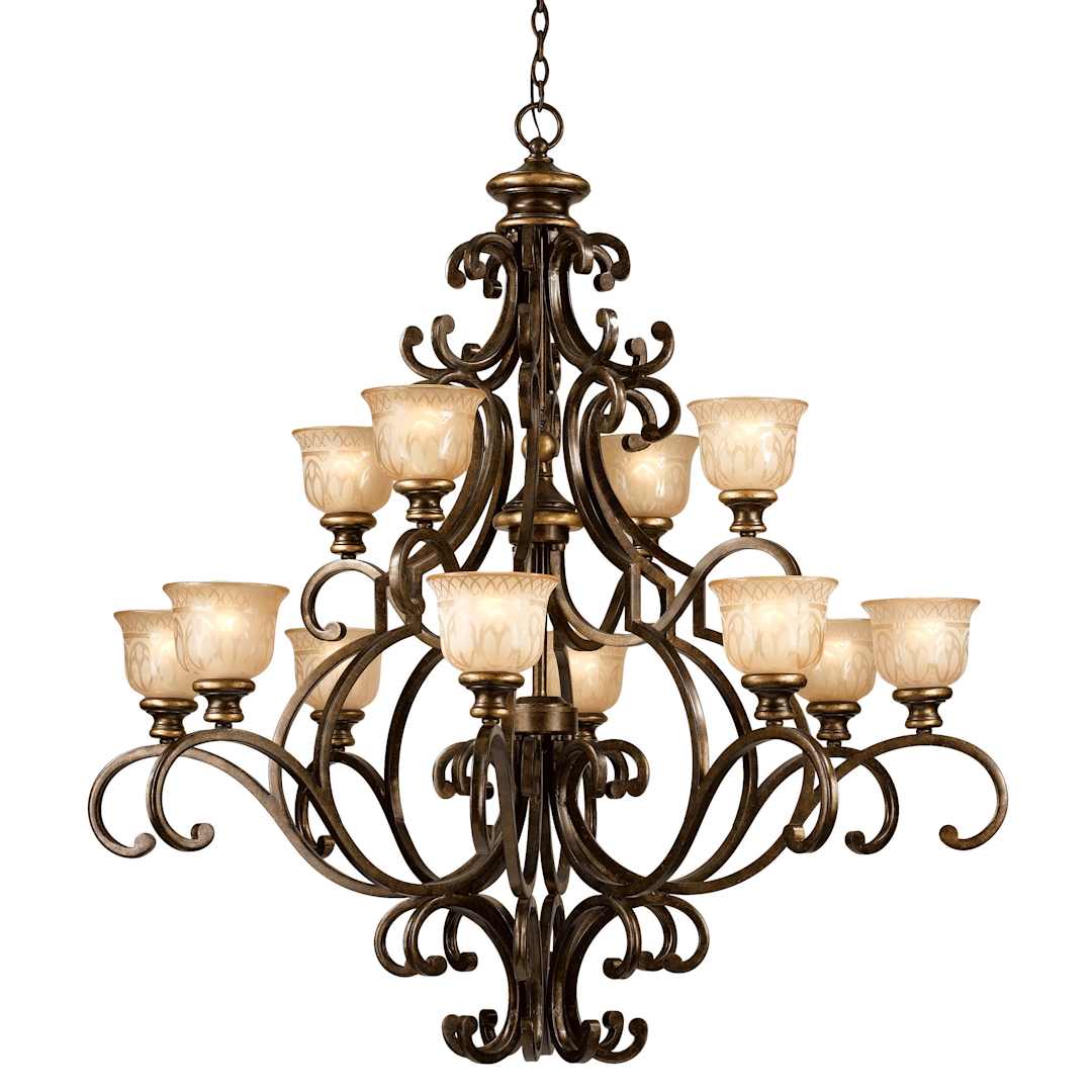Norwalk 12 Light 48" Wide Chandelier Includes Patterned Glass Shades