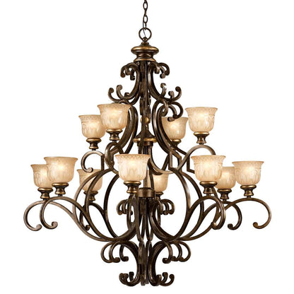 Norwalk 12 Light 48" Wide Chandelier Includes Patterned Glass Shades