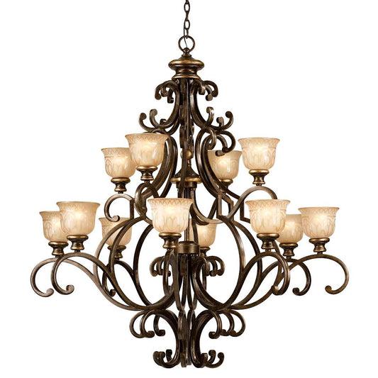 Norwalk 12 Light 48" Wide Chandelier Includes Patterned Glass Shades