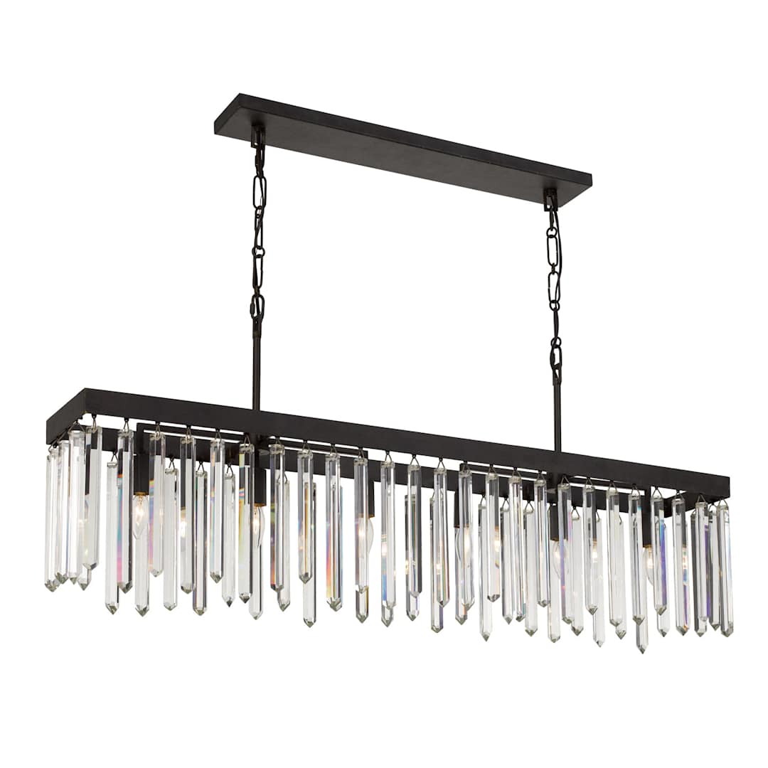 Hollis 6 Light 49" Wide Crystal Linear Chandelier with Hand Cut Crystal Accents