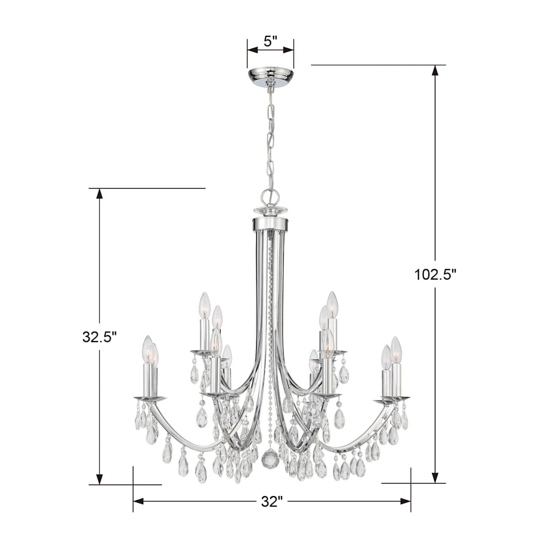 Bridgehampton 12 Light 32" Wide Crystal Chandelier with Swarovski Strass Crystal Accents