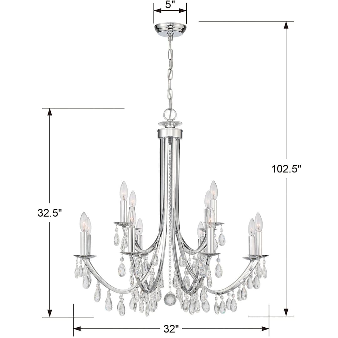 Bridgehampton 12 Light 32" Wide Crystal Chandelier with Swarovski Strass Crystal Accents