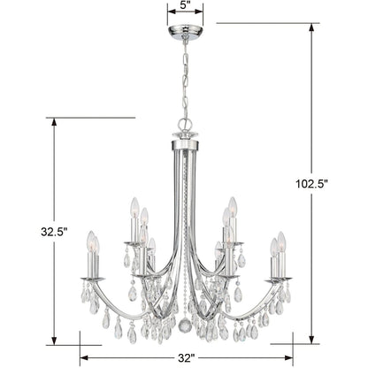 Bridgehampton 12 Light 32" Wide Crystal Chandelier with Swarovski Strass Crystal Accents