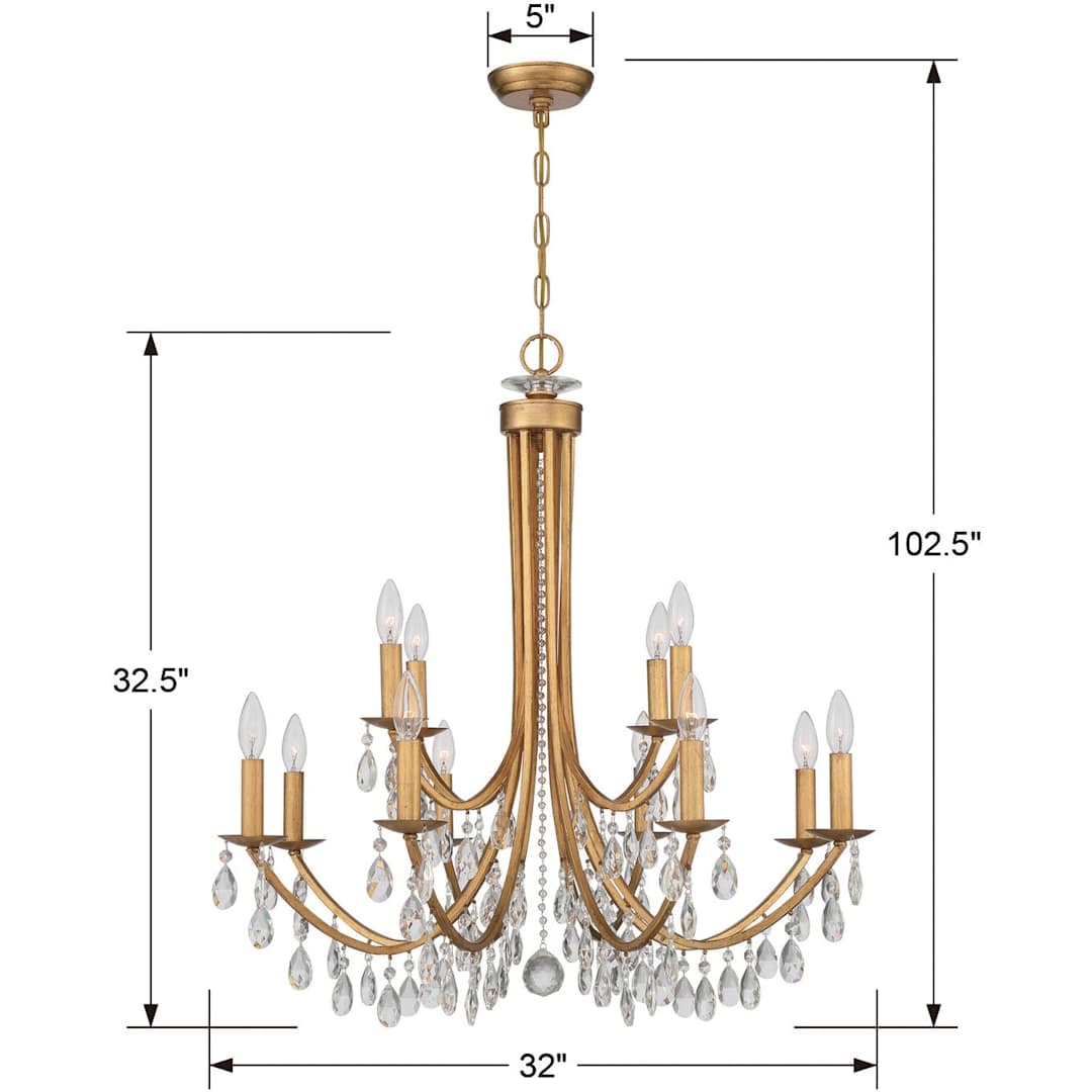 Bridgehampton 12 Light 32" Wide Crystal Chandelier with Swarovski Strass Crystal Accents